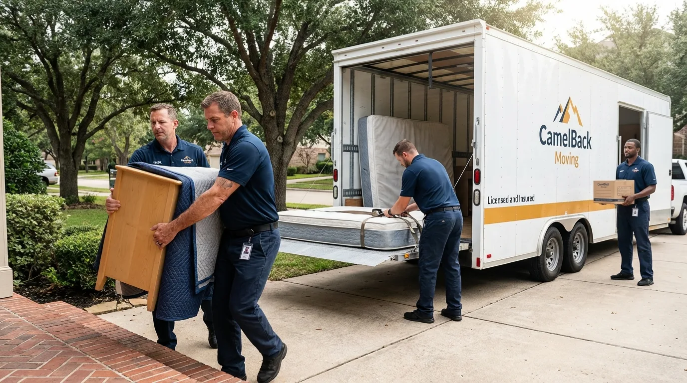 Crew loading residential truck for cross-state move from Bay Minette, AL