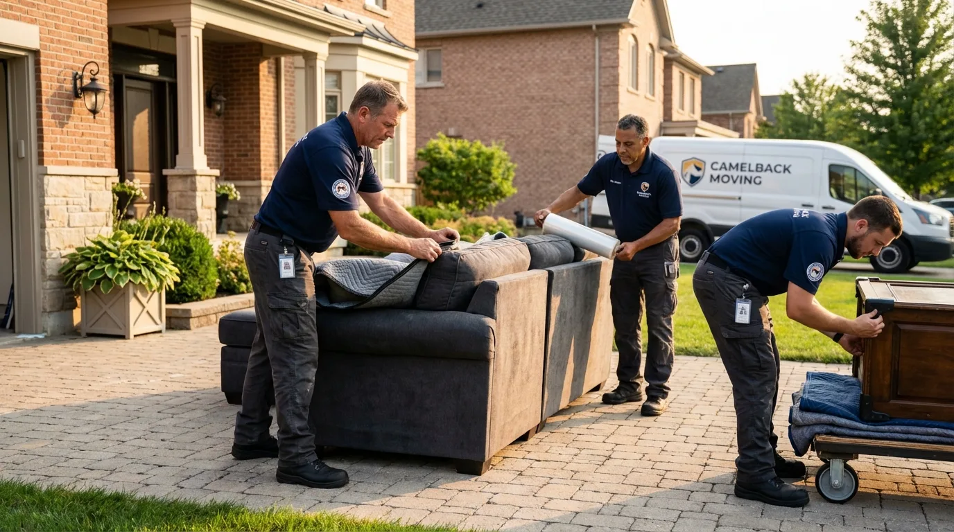 Large estate moving crew wrapping furniture in Bay Minette, AL
