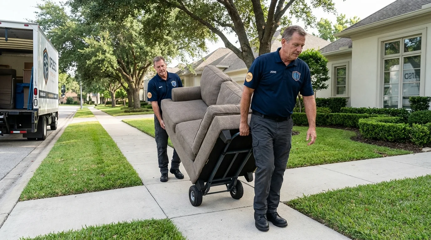 Local residential moving crew loading furniture in Bay Minette, AL