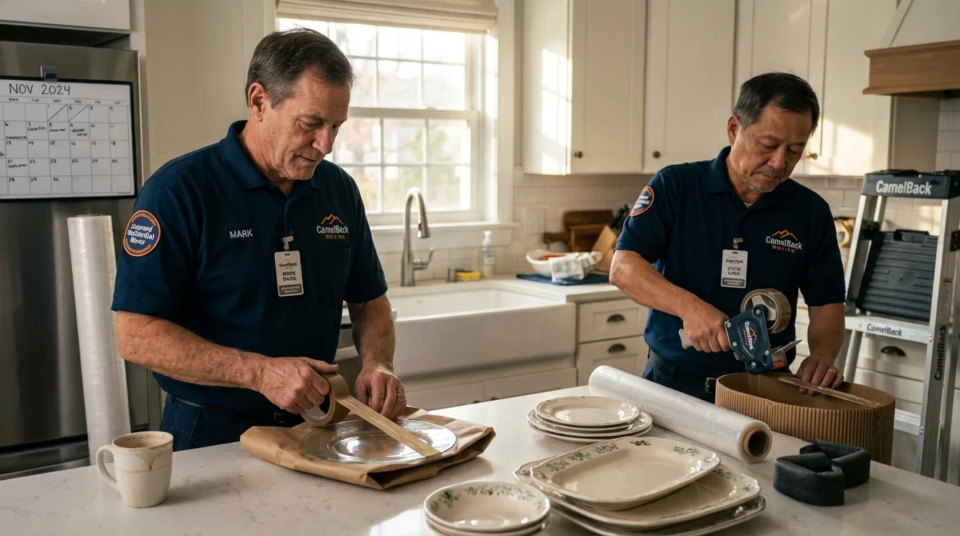 Professional crew packing kitchen dishware in Bay Minette, AL